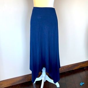 Bobeau Handkerchief Hemline L Navy Blue Skirt NWOT